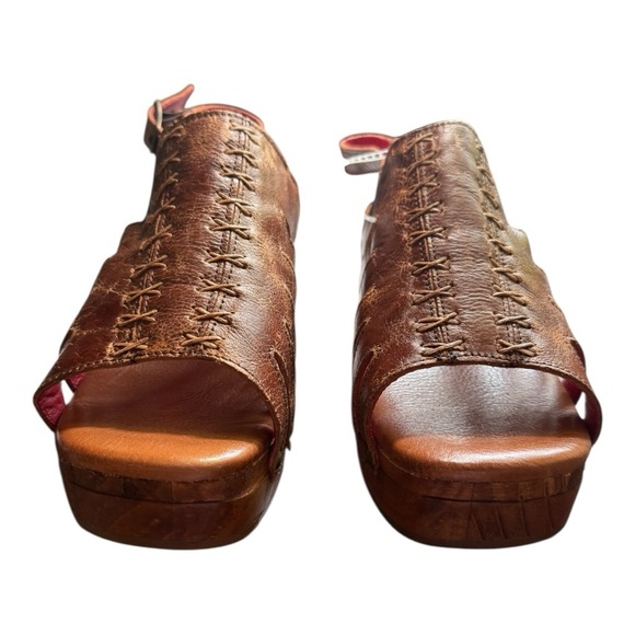 Bed Stu Fontella Distressed Almond Lux Leather Wooden Open Toe Strap Clog 10 - Picture 4 of 15